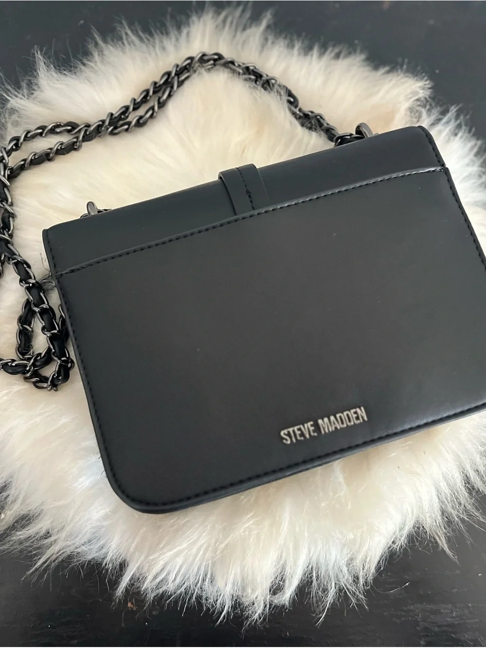 Steve Madden Black Chain-Strap Crossbody Bag